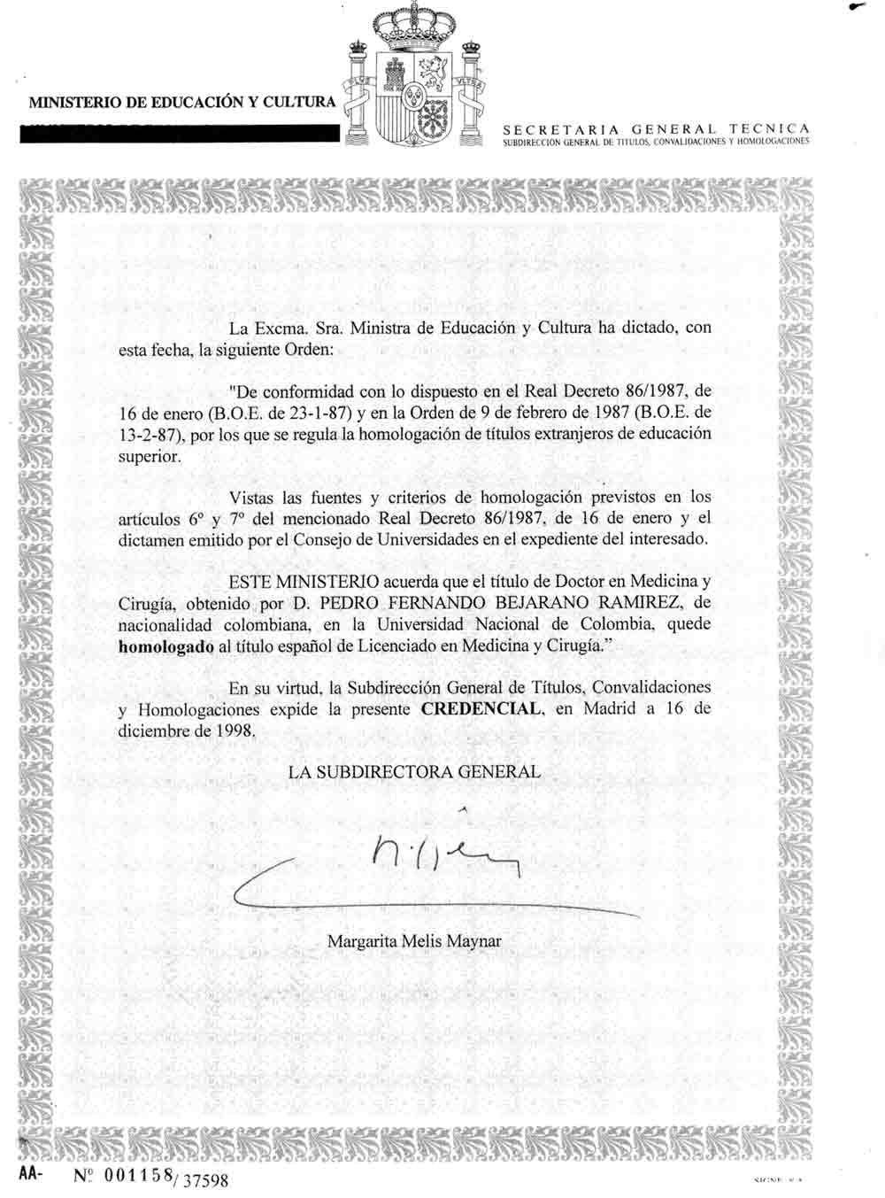 Homologacion de Medicina